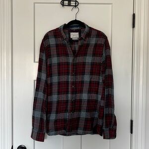Denim & Flower Plaid Thin Flannel Size M